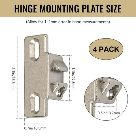 4 Pack Hinge Mounting Plate Replacement For Blum 1 3/8 Overlay Compact 33 Cabinet Hardware Smack Dab Perfect Fit And No Sweat Swap For Face Frame Doors