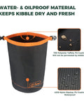 Dog Food Travel Bag Large Capacity For RV Trips And Camping Collapsible Kibble Carrier With Roll Down Top 21 Cups Grey