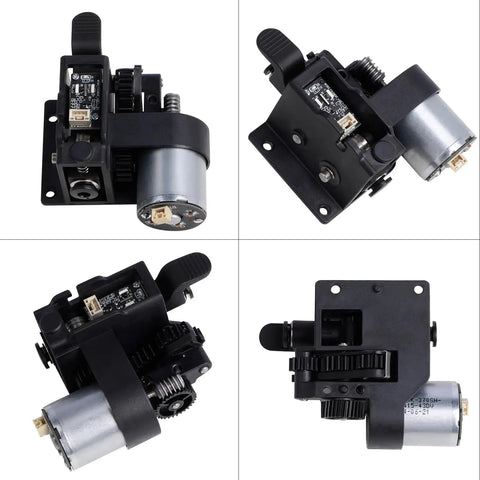 CFS Feed And Return Kit For 3D Printers with brush motor 24V, showing multiple angles and pneumatic connector.