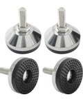 Rock Solid Heavy Duty Leveling Feet 4 Pack Adjustable Table Bolts With No Wobble Guarantee And Easy As Pie M12x40 Install In sleek silver and black.