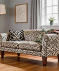 Floral sofa on six inch wood furniture legs pack of 4 square brown sofa couch legs for dresser sideboard recliner and coffee table replacement parts heavy duty mid century chair feet.