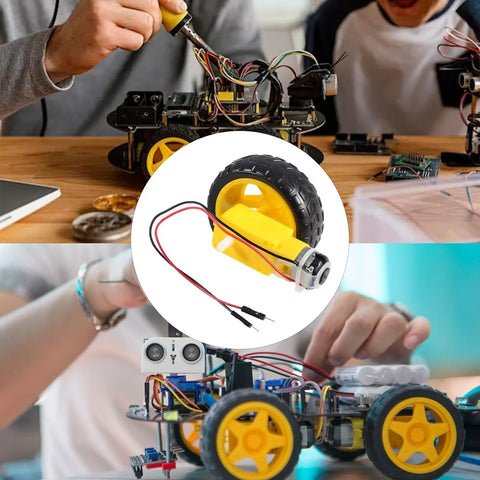 DC Gearbox Motor 3 To 6V With One To Forty Eight Gear Ratio Dual Shaft Small Electric Motor With Wheel Kit included in Arduino robot build