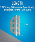 FOD RB25 Replacement Blades Pack Of 25 For Fiber Optic Drop Cable Slitter showing 1.21" length and mounting holes
