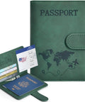 Green Passport Holder With Rfid Blocking And Multiple Card Slots For Smooth Airport Flow and Leisure Travel Adventures. Soft faux leather.