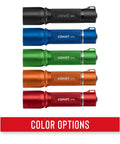 Rechargeable LED Flashlight With Slide Focus 300 Lumen Long Range Beam In A Compact Green Finish EDC Pocket Light color options
