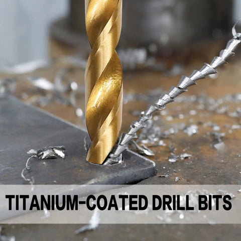 Top Notch 230 Piece Hss Titanium Twist Drill Bit Kit For Pro DIY Pros Drilling Wood Metal Iron Brass Copper Plastic Jobs With Heavy Duty Storage Case And Size Index Scales For Serious Grunt Work And Tough Projects, titanium-coated drill bits drilling metal