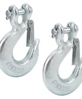 Set Of 2 1/4 Inch Safety Chain Hooks, Beefy 12,600 Lbs Forged Steel Clevis Slip Hooks With Safety Latch, Tow Winch Hook For Trailers And Trucks