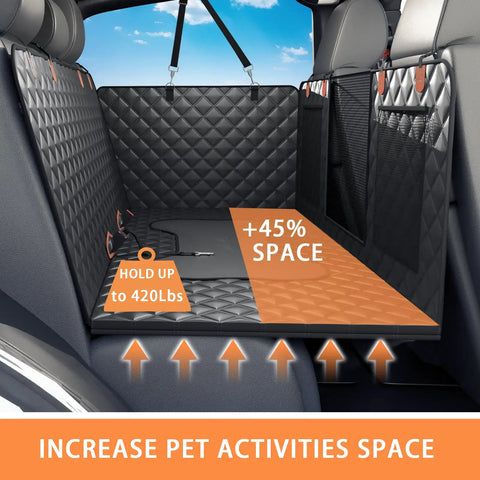 Back Seat Dog Car Cover With Extender And Hard Bottom Waterproof Pet Seat Protector For Cars SUVs And Trucks Hammock Style