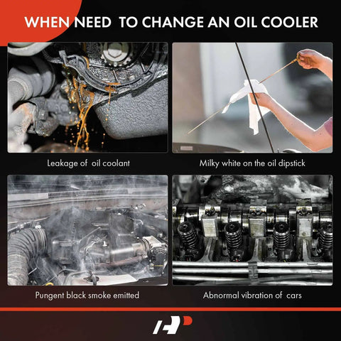 When to change an oil cooler showing coolant leakage, milky dipstick, smoke emission, and abnormal car vibration.