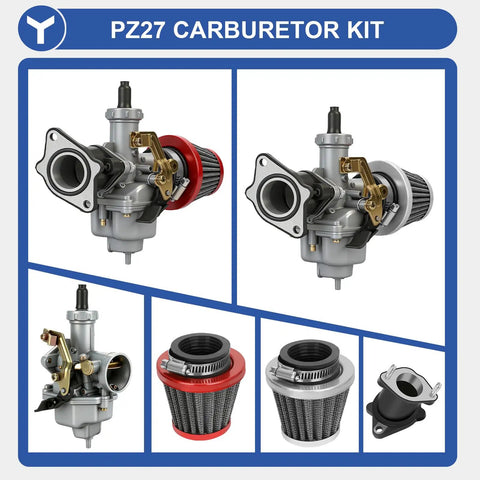 PZ27 Carburetor Kit Replacement For 125cc 150cc 200cc 250cc ATVs Go Karts Dirt Bikes Four Stroke Machines with air filters and parts
