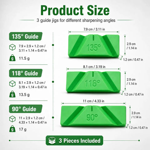 Top Notch 3 Piece Drill Bit Sharpener Guide Jig Kit For Manual Bench Grinder Angle Tool Featuring 90 118 And 135 Degree Settings size chart.