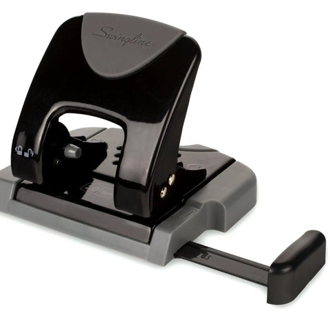 Built Different Two Hole Punch Crushes Twenty Sheets Like Nothing Else With Smart Touch Low Effort Grip And Tight Accuracy Alignment Track For Quick Paper Organizing Jobs In Sleek Black Gray.