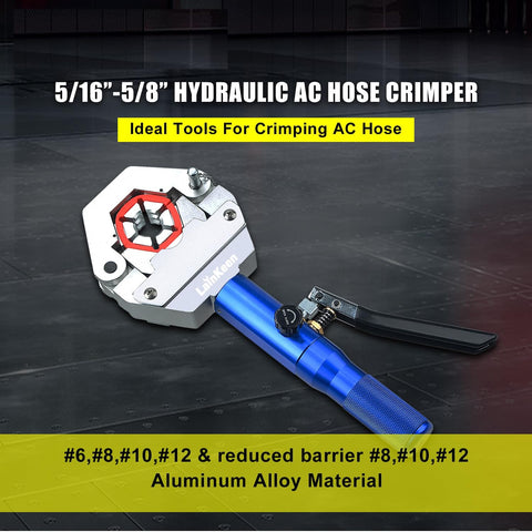 Hydraulic AC Hose Crimper Kit With 7 Die Set Manual Handheld Tool For Auto AC Line Repair Includes 6 8 10 12 Size Dies