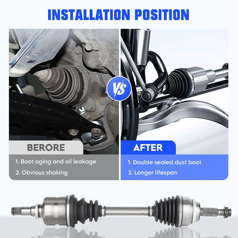 Toyota Corolla CV Axle Shaft Set Front Left Right 1.8L Automatic Transmission 2003 2004 2005 2006 2007 2008 Replacement 66-5218 66-5220 2 Pack Driver and Passenger install position before after comparison