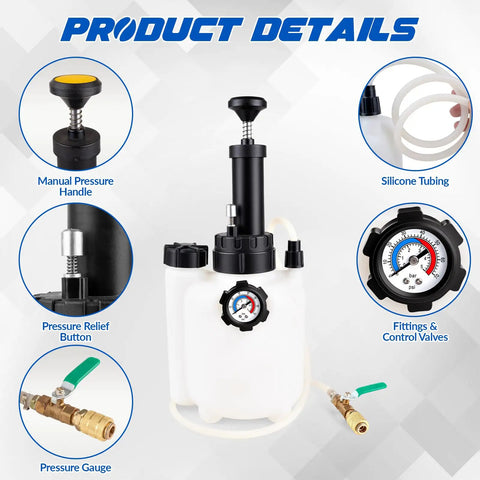 3L Transmission Fluid Transfer Pump Kit With 13 ATF Adapters showing pressure gauge and silicone tubing details