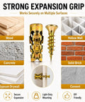 6x14mm Short Expansion Screw Set For Cabinet Hinges Quick Fix Stops Door Sagging And Wobble Restores Stripped Holes 100 And 200 PC Hole Repair Kit For Wood Tile Stone Expansion Anchors For Secure Wood Ceramic Concrete Surfaces securing wood, hollow wall, concrete, and brick.