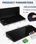 Glass Desktop Whiteboard With Storage And Keyboard Tray Go To Desk Accessory For Home Office And School Setup Black with markers