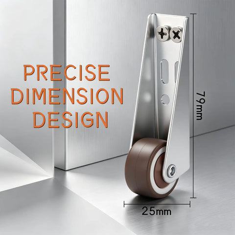 Heavy Duty Vertical Track Roller Wheels For Sliding Barn Doors, Soft Rubber Gliders 25mm wheels, precise dimension design at 79mm