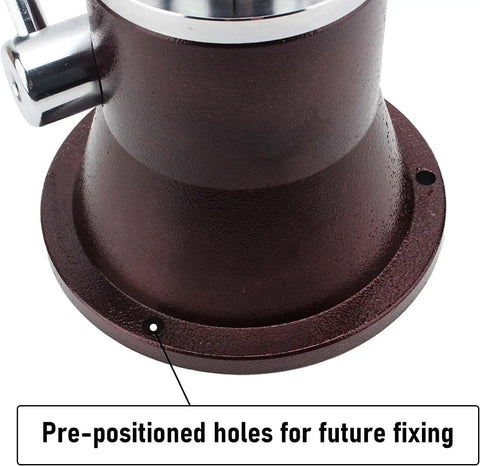 Close-up of Precision Bangle Stretcher And Ring Sizer Mandrel showing pre-positioned holes for fixing, durable iron material.