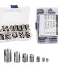 50 Piece Self Tapping Thread Inserts Kit In 303 Stainless Steel, Metric Slotted Threaded Inserts M3 To M16 with open case