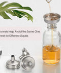 2 oz 60ml clear glass bottle with lid and funnel, part of 12 Pack 60ml Clear Glass Bottles With Lids And 3 Stainless Funnels Travel Set