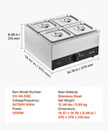 Heavy Duty Commercial Chocolate Melting Machine, Four Tank Water Bath Heater, stainless steel design, compact size, precise temperature control.
