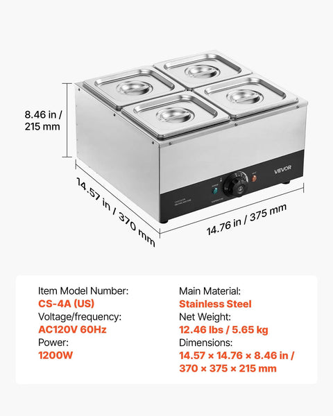 Heavy Duty Commercial Chocolate Melting Machine, Four Tank Water Bath Heater, stainless steel design, compact size, precise temperature control.
