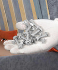 Gloved hand holding 20 Sets Carriage Bolts And Nuts Kit Carbon Steel Round Neck Hardware Portable Built Tough For Truck Bed Mounting