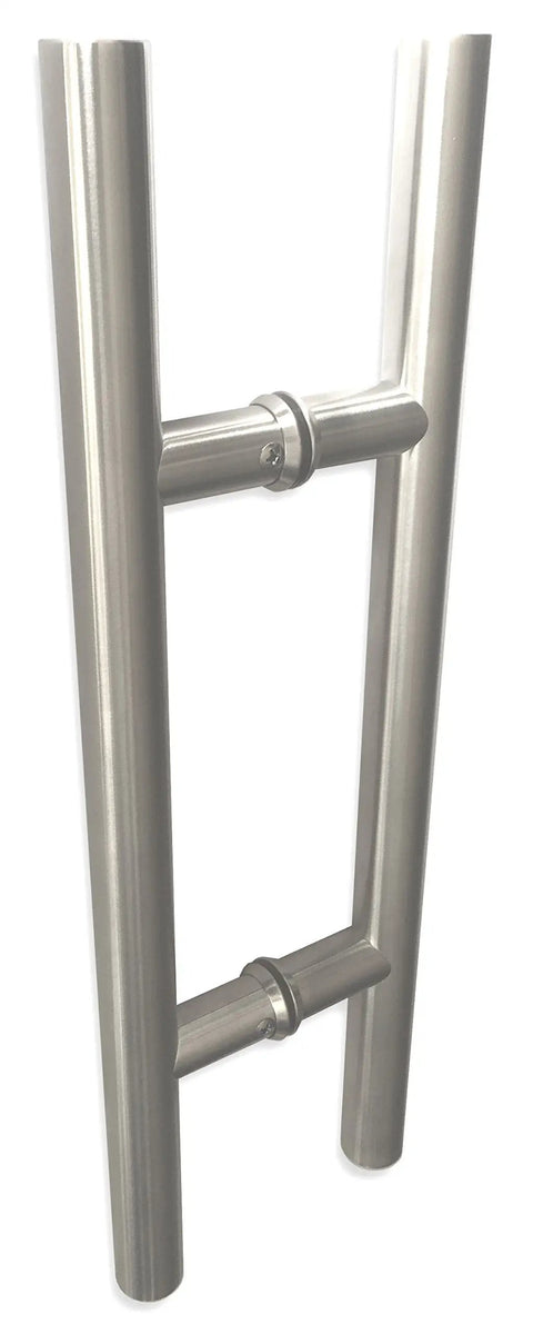 Double Sided Ladder Style Push Pull Door Handle 16 Inch Brushed Stainless Steel Finish Fits Steel Aluminum And Glass Doors Interior And Exterior Use Modern Contemporary Door Pulls Slick Grips, front view