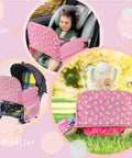 Kids Travel Tray for Car Seat with Ipad Holder and Dry Erase Board Toddler Lap Desk for Road Trips Portable Car Tray with Snack Surface and Activity Tabs Pink in car, stroller and park settings