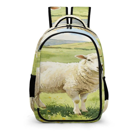 Watercolor Meadow Sheep Printed Backpack For Everyday Use Unisex Large Capacity Daypack Durable Polyester Breathable And Easy To Clean Lightweight Yet Stylish Travel And School Bag