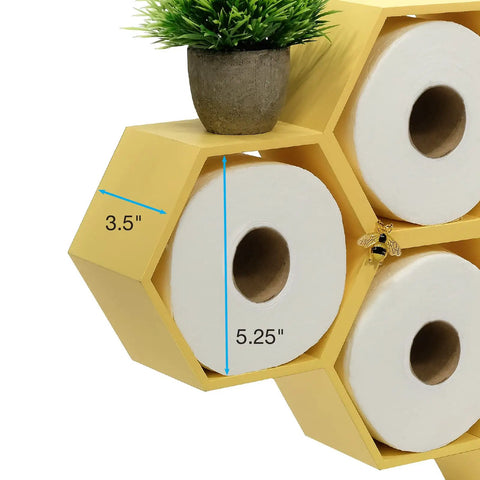 Honeycomb Toilet Paper Holder With Bees Holds Nine Rolls In Multiple Configurations Yellow Space Saving Hexagon Design For Tiny Bathrooms