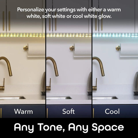 Smart LED Strip Lights RGBIC Neon Color Changing With WiFi App Control And Music Sync in warm, soft, and cool white settings