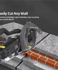 Hustle Ready Portable Wall Chaser Concrete Groove Slotter Electric Power Tool With 195 Millimeter Circular Saw cutting through various materials.