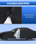 All Weather Custom Fit Car Cover For 2007 To 2025 BMW 3 Series M3 320i 325i 328i 330i 340i Waterproof Full Exterior Shield With Door Zipper And Cotton Lining showing door zipper feature