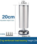 Heavy Duty Adjustable Cabinet Legs With Slick Brushed Stainless Steel Finish, 20cm height, adjustable for home decor.
