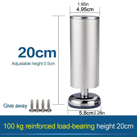 Heavy Duty Adjustable Cabinet Legs With Slick Brushed Stainless Steel Finish, 20cm height, adjustable for home decor.