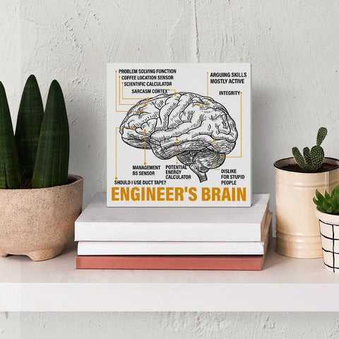 Sarcastic Engineer Gift For Men For Mentors Coworkers Students Dad Or Husband With Nerd Humor Home Office Desk 5x5 Inch Wooden Sign