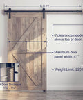 6.8 Foot Sliding Barn Door Hardware Kit With 6.8 Foot Track Kit, Pull Handle Set And Floor Guide For 36 To 40 Inch Doors