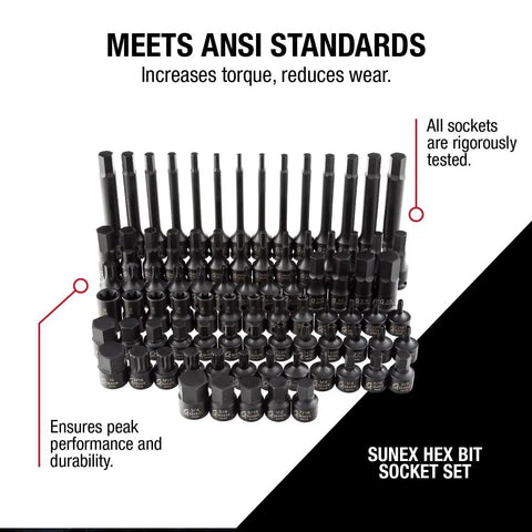 3/8 Inch Drive Impact Socket Set Master SAE And Metric With Long Mid And Stubby Lengths, Star And External Star, 84 Piece Kit