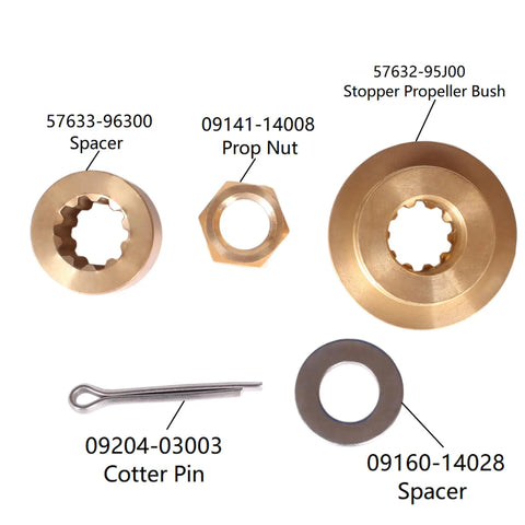 Stopper Propeller Bush Thrust Washer Kit With Spacers And Prop Nut Hardware For Suzuki 25HP 30HP DF25 DF30 And Evinrude Johnson Outboards 3 Inch Gearcase