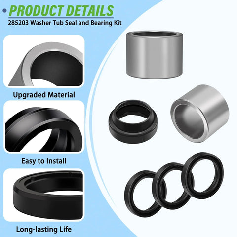High Quality Plug And Play Top Load Washer Bearing And Seal Kit Easy Spin Cycle Fix Compatible With Whirlpool Kenmore Maytag Admiral Amana Washing Machines Replaces 470615, featuring durable bearings and seals.