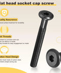 Flat head socket cap screw from Rock Solid Baby Crib Hardware Pack M6 By 1x80 Millimeter durable carbon steel assembly fasteners.