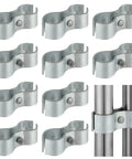 Heavy Duty Chain Link Fence Panel Clamps For 1-5/8 Inch OD Round Pipe Galvanized Dog Kennel Hardware 10 Pack shown in use