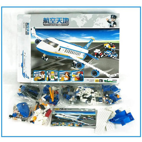 City Airport Building Block Set For Kids Aged 6 To 12 With 463 Pieces Plane Station And Helicopter Build Kit box and pieces