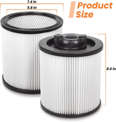 HEPA Cartridge Filter Replacement For 6 To 16 Gallon Wet Dry Vacuum Cleaners Pro Grade Compatible With DXV06P DXV09P DXV10P Two Pack