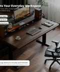 Solid Rubberwood Electric Standing Desk With Crisp Walnut Top, Smooth Single Motor Lift, Total Game Changer For Chill Home Office Computer Workstations That You Will Love All Day Long, large desktop with speakers.