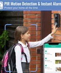 Child using Wireless 1080P Video Doorbell With Chime, Battery Powered, 32GB SD Card Preinstalled, No Monthly Fees, 2-Way Audio