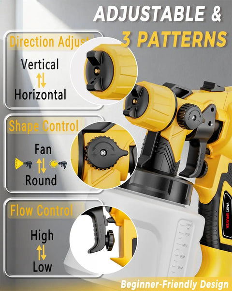 Heavy Duty Electric Paint Sprayer Built For Swift Home Exterior Touch Ups And Deck Refinishing With Generous Tank And Crisp Even Spray Coverage showing adjustable controls and patterns.