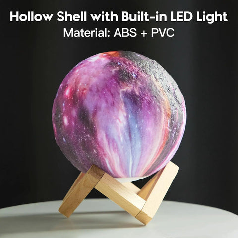 Moon Galaxy Lamp 5.9 Inch With 16 Color LED 3D Moon Light Remote And Touch Control Night Light on wooden base